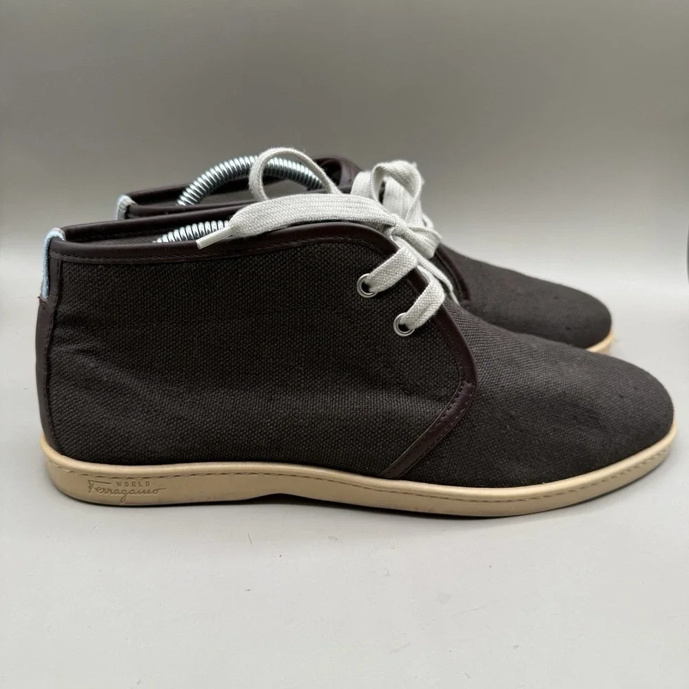 Salvatore Ferragamo‎ Mens Shoes Canvas Sneakers Size 7 Italy
